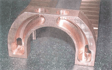 Machined Induction Coil Component Showing Cooling Passages