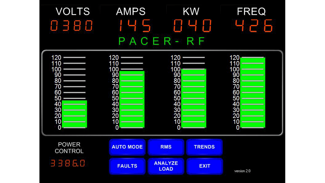 Power Supply Pacer RF Compact HMI Working Screen